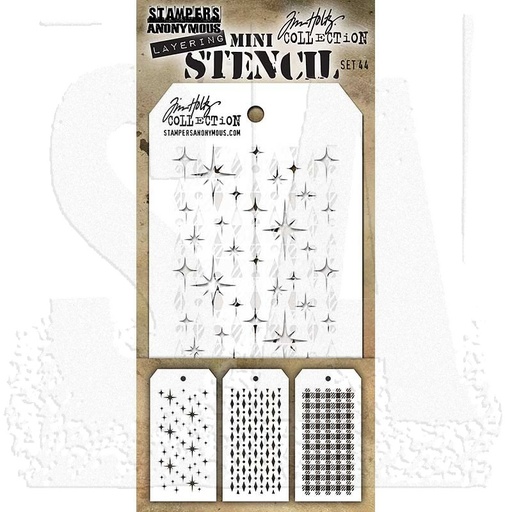 Tim Holtz Mini Layering Stencil Set 3/Pkg - Set #44