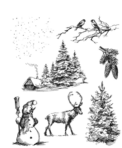 Tim Holtz Cling Stamps - CMS428 Winterscape