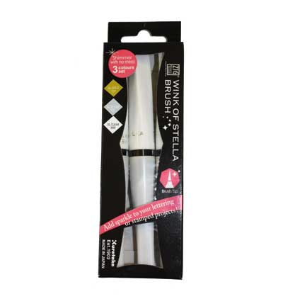 Wink of Stella Brush 3/Pkg - Christmas Sparkle (101 Gold, 102 Silver, 999 Clear)