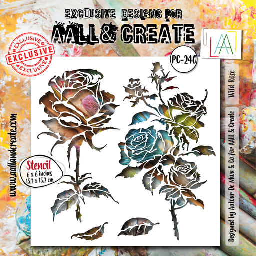 Aall and Create Stencils 6x6"  Ethereal Garden - AALL-PC-240 Wild Rose