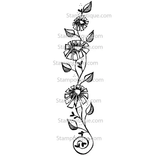 Stampotique Wood Stamp - 13070 Long Flower Border