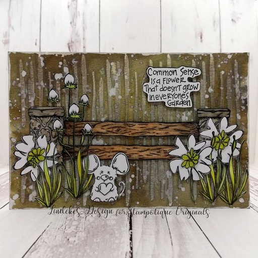 Stampotique Wood Stamp - 16044 Stone Fence