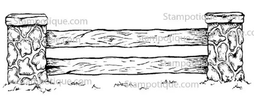 Stampotique Wood Stamp - 16044 Stone Fence