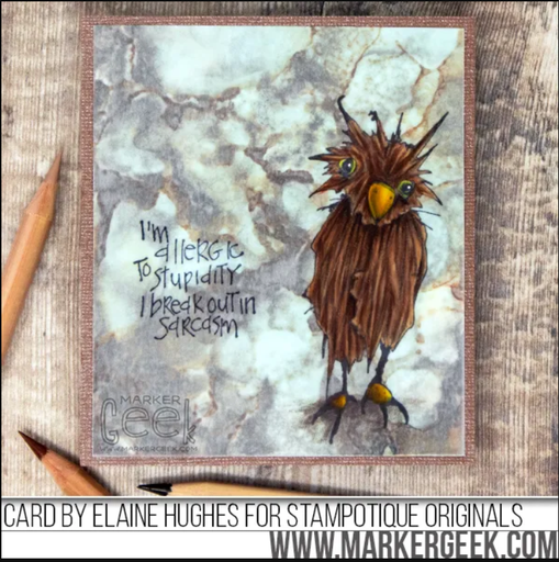 Stampotique Wood Stamp - 6326 Who owl with extra