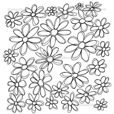 Stampotique Wood Stamp - 9182 Flower Block