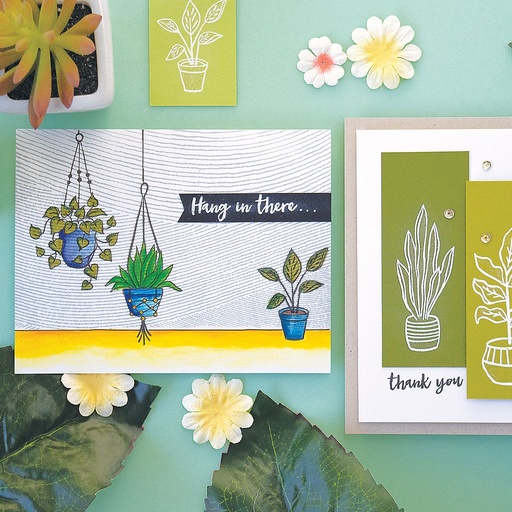 Hero Arts Clear Stamps - CM338 Hang In There Potted Plants