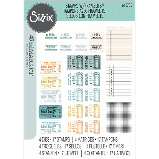 Sizzix Clear Stamp Set A5 with Framelits Dies By 49 and Market A5 17+4/Pkg - 666705 Forever Journal Essentials