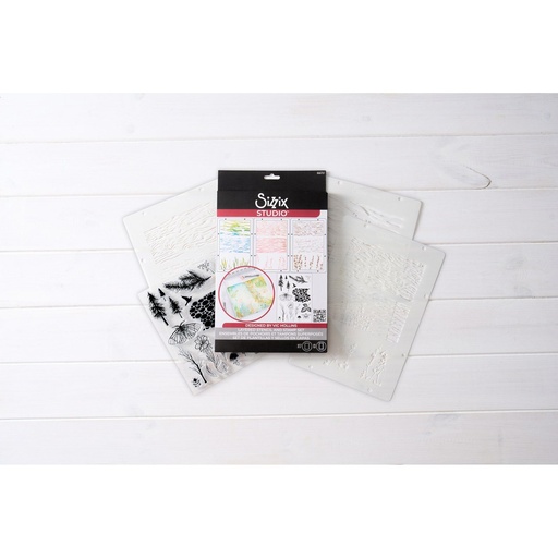 Sizzix Studio Stamps Set 17/Pkg & 3/Pkg Stencils By Vic Hollins - 666761 Nature