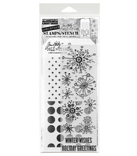 Tim Holtz Clear Stamps and Stencil - #85 Retro Flakes, Spots, Polkadot
