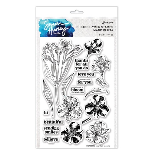 Ranger Simon Hurley create. Clear Stamps 6x9 Inch - HUR88776 Heartfelt Blooms