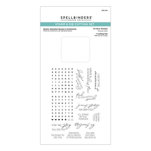 Spellbinders Clear Stamp & Die Set - SDS-194 Bestie Alphabet Beads & Sentiments
