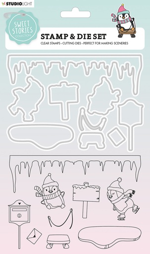 Studio Light Stamps & Dies Sweet Stories - Penguin