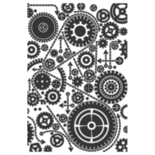 Sizzix Multi Level Textured Impressions Embossing Folder By Tim Holtz - 666866 Vault Gears