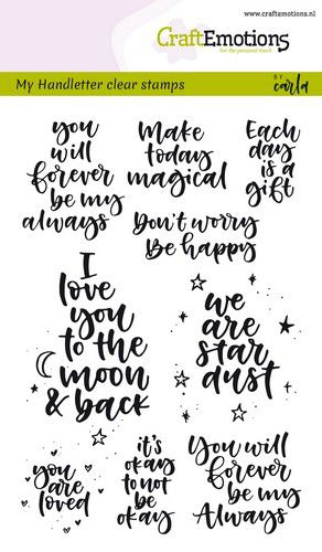 CraftEmotions Clear Stamps A6 By Carla Kamphuis - Handletter Happy Feelings (Eng)
