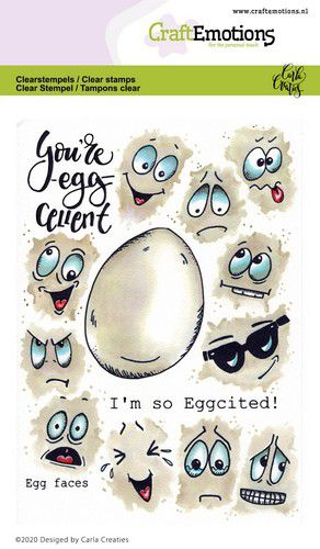 CraftEmotions Clear Stamps A6 By Carla Creaties - Egg Faces