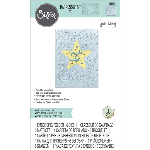 Sizzix 3D Impresslits Embossing Folder By Jen Long -  665109 Celestial