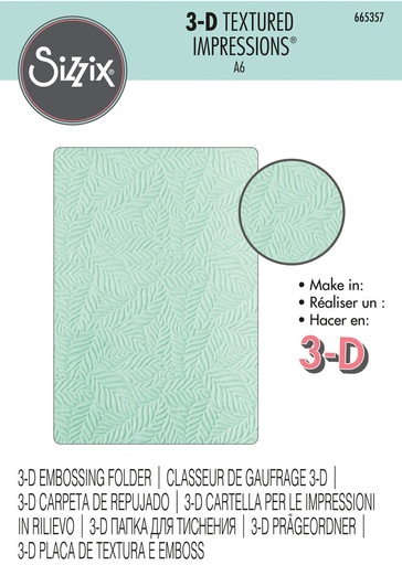 Sizzix 3D Textured Impressions Embossing Folder - 665357 Leaf Pattern