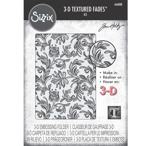 Sizzix 3-D Texture Fades Embossing Folder By Tim Holtz - 666888 Botanical Large