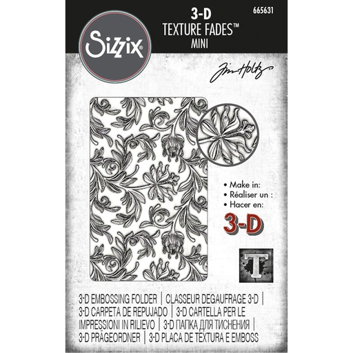 Sizzix Embossing Folder 3-D Texture Fades By Tim Holtz - Mini Botanical