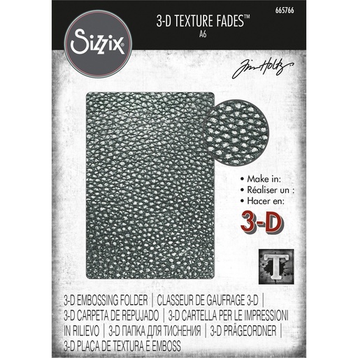 Sizzix Embossing Folder 3-D Texture Fades By Tim Holtz - Cracked Leather