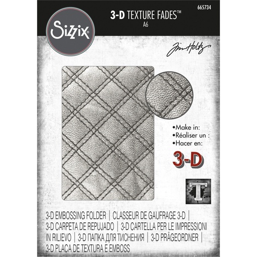Sizzix Embossing Folder 3-D Texture Fades By Tim Holtz - Quilted