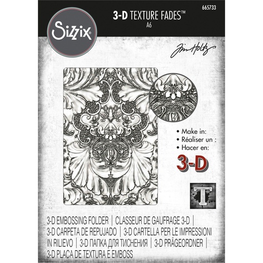 Sizzix 3-D Texture Fades Embossing Folder By Tim Holtz - Damask