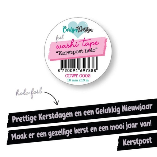 CarlijnDesign Washi tape - CDWT-0002 Kerstpost holo