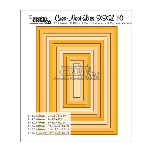 Crealies Crea-Nest-Lies Dies - XXL10 Stans rechthoek basis 5 cm - 16 cm
