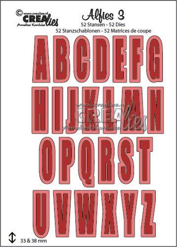 Crealies Alfies no. 3 Hoofdletters met schaduw height 33 - 38mm