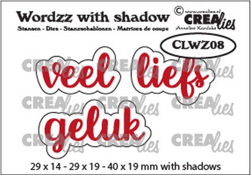 Crealies Wordzz with Shadow - CLWZ08 Veel liefs/geluk (NL)