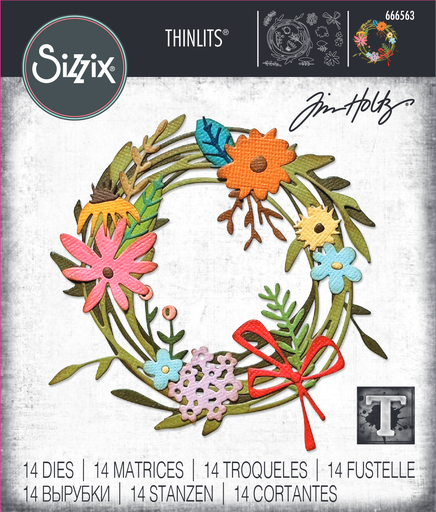 Sizzix Thinlits Dies By Tim Holtz 14/Pkg - 666563 Vault Funky Floral Wreath