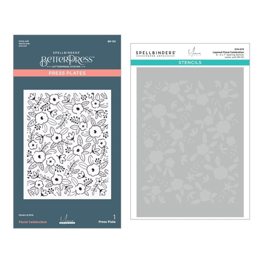 Spellbinders BetterPress Plate and Stencil Bundle - BD-0835 Floral Celebration