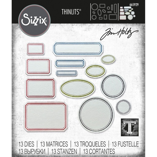 Sizzix Thinlits Dies 13/Pkg By Tim Holtz - Vintage Labels