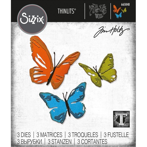 Sizzix Thinlits Dies By Tim Holtz 3/Pkg - Brushstroke Butterflies