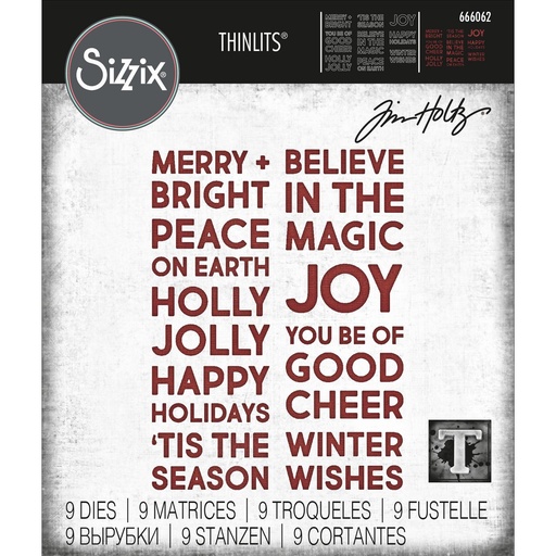 Sizzix Thinlits Dies 9/Pkg By Tim Holtz - Bold Text Christmas
