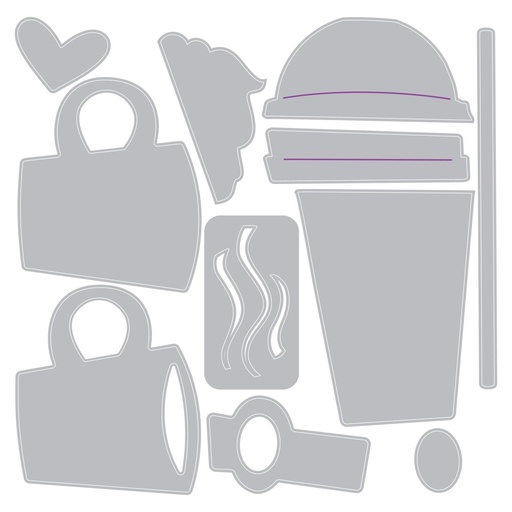 Sizzix Vault Embossing Folder with Thinlits Dies By Tim Holtz 12/Pkg - 666862 Fresh Brewed