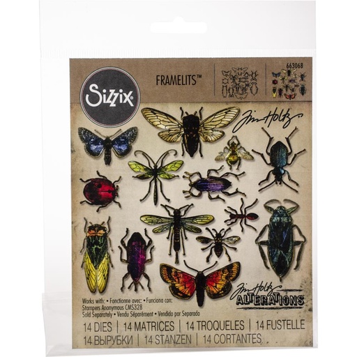 Sizzix Framelits Dies By Tim Holtz 14/Pkg - 663068 Entomology