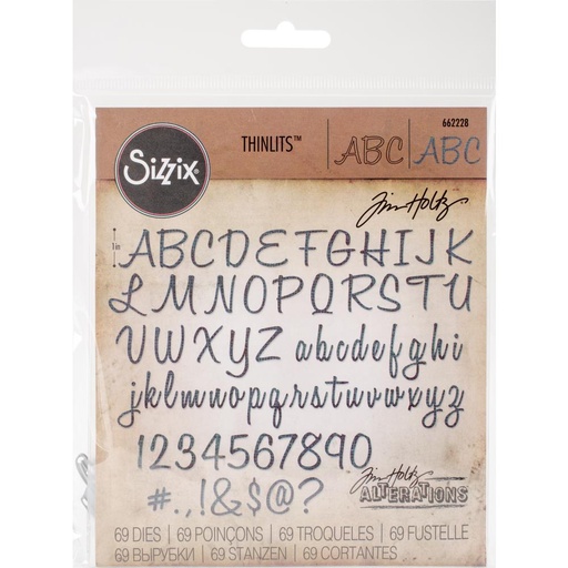 Sizzix Thinlits Dies By Tim Holtz 69/Pkg - Alphanumeric Script, 1" Tall