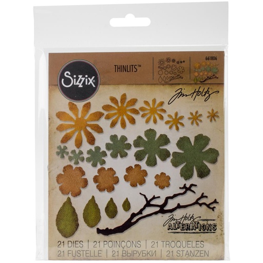 Sizzix Thinlits Dies By Tim Holtz 21/Pkg - Small Tattered Florals