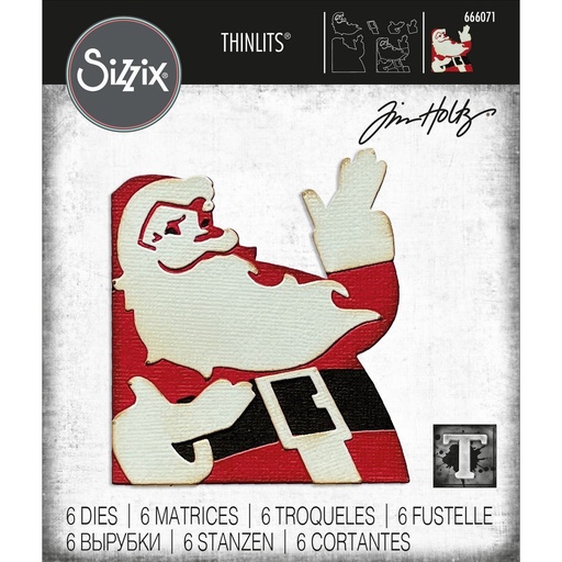 Sizzix Thinlits Dies 6/Pkg By Tim Holtz - Retro Santa