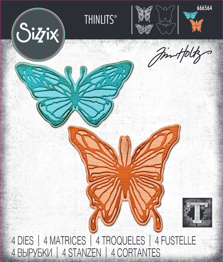 Sizzix Thinlits Dies By Tim Holtz 4/Pkg -  Vault Scribbly Butterfly