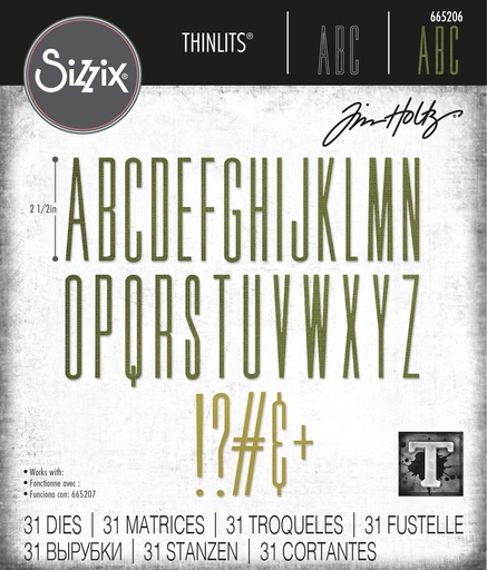 Sizzix Thinlits Dies By Tim Holtz 31/Pkg - 665206 Alphanumeric Stretch Upper