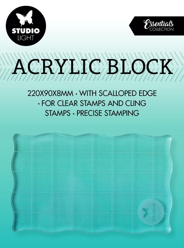 Studio Light Acrylic Stamp Block for clear and cling stamps with grid Essentials 50x80x8mm nr. 03